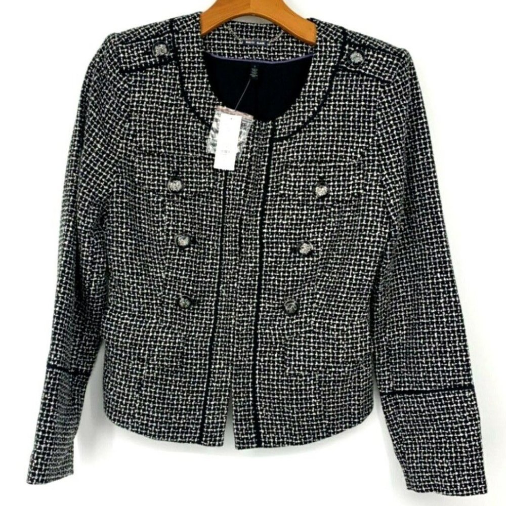 White House Black Market Womens Tweed Jacket Sz 2